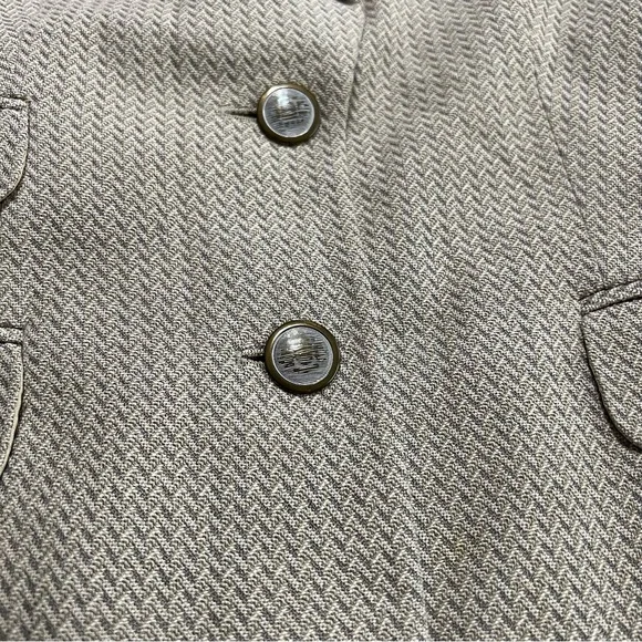 Escada Neutral Herringbone Blazer Cream Tan Margaretha Ley Vintage 36 2 button - Picture 4 of 15